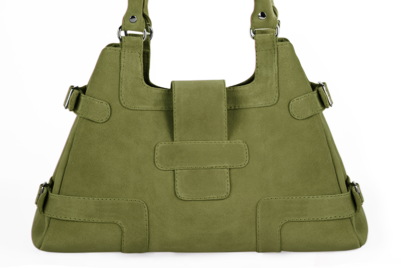 Dress handbag in pistachio green leather - Rear view